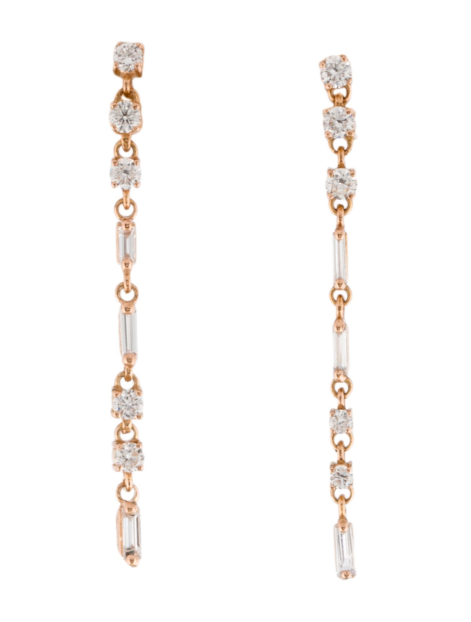 Suzanne Kalan 18K Diamond Thin Flexible Drop Earrings