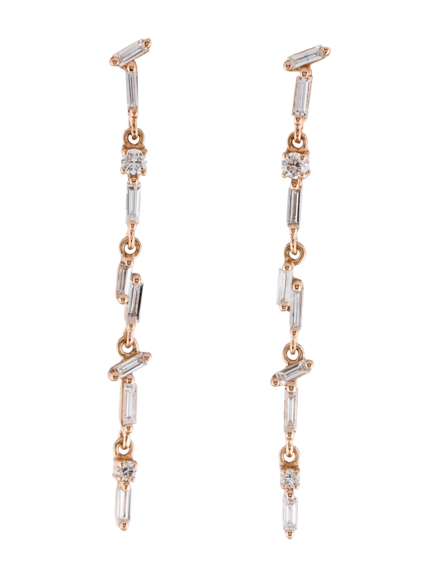 Suzanne Kalan 18K Diamond Thin Flexible Drop Earrings