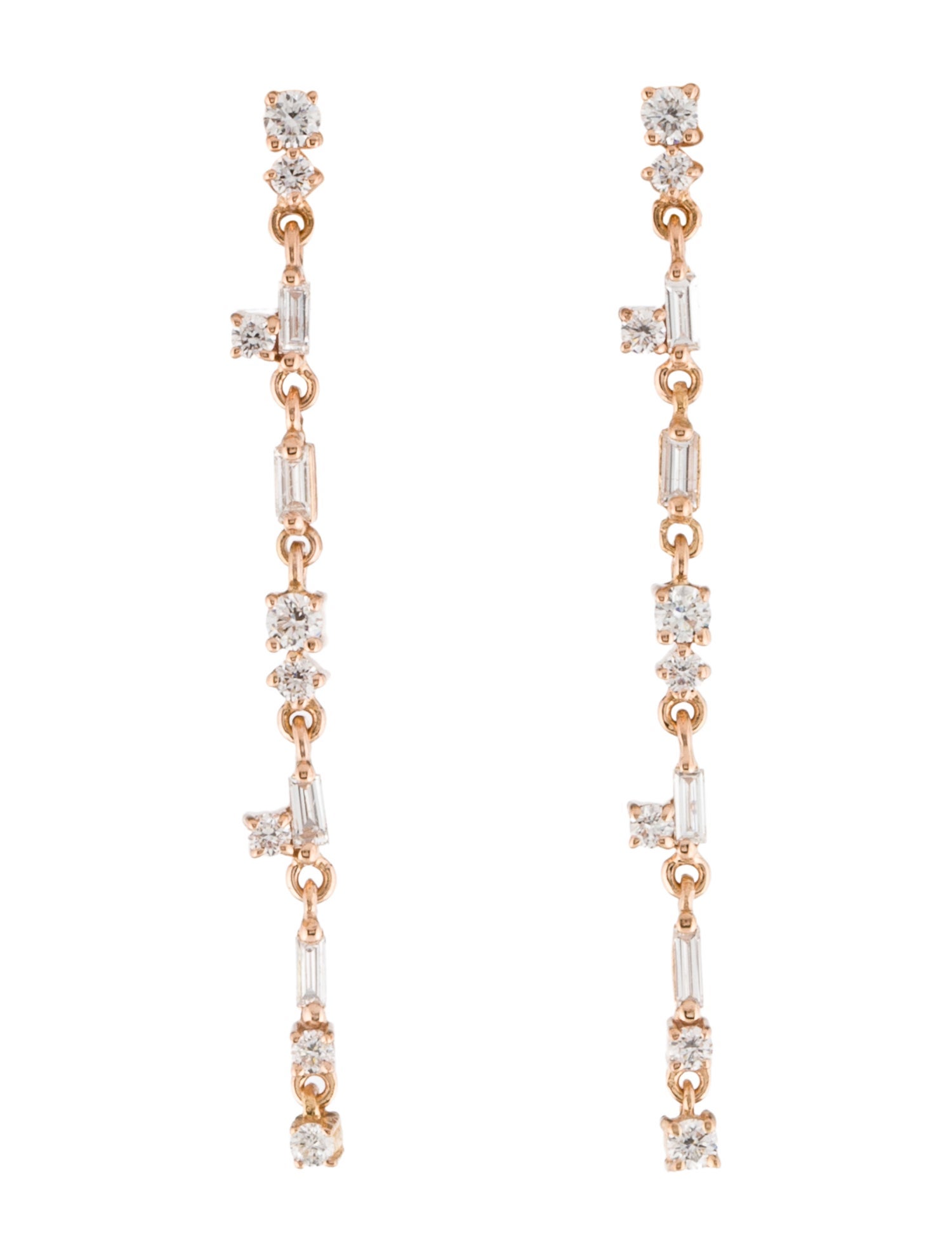 Suzanne Kalan 18K Diamond Thin Flexible Drop Earrings
