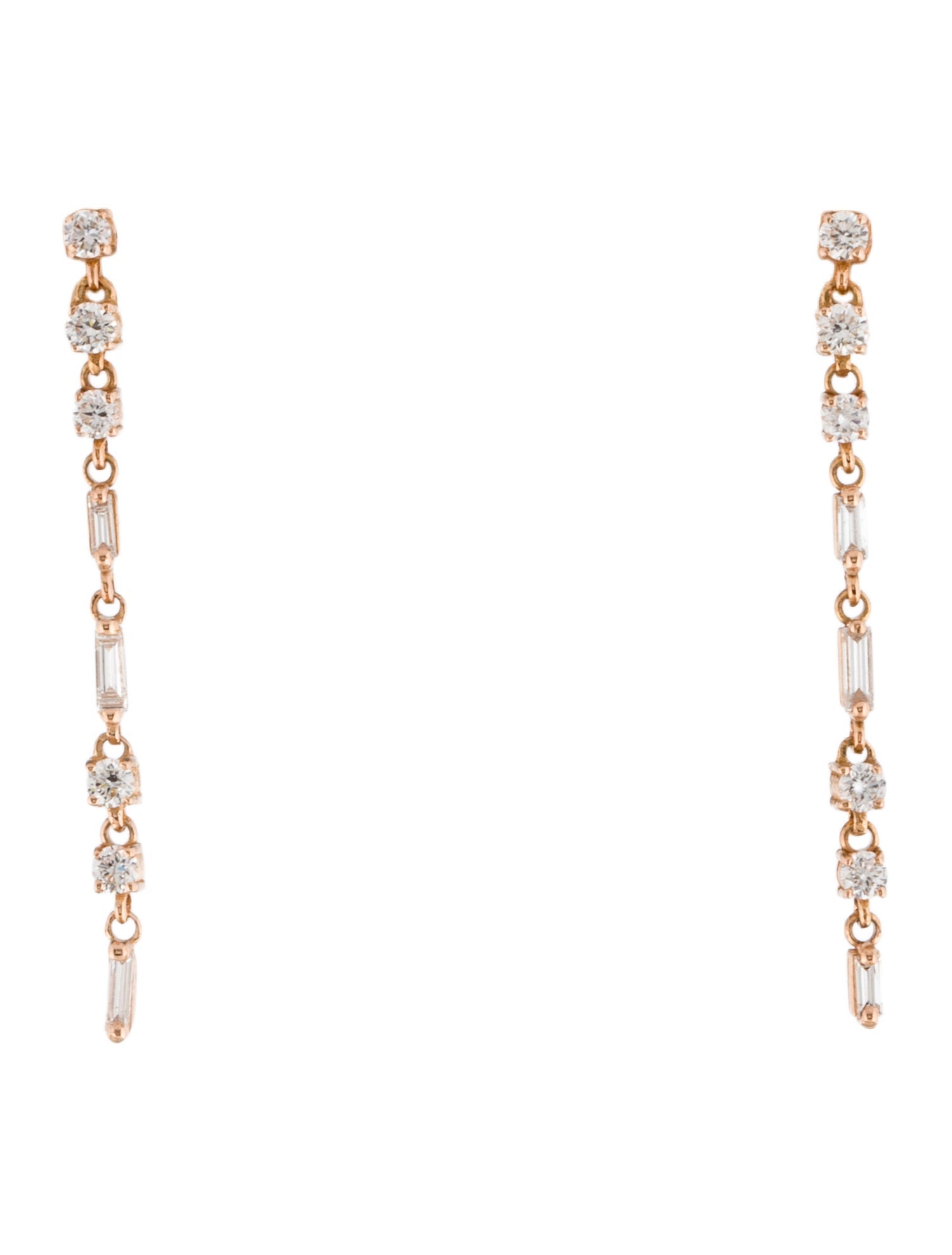Suzanne Kalan 18K Diamond Thin Flexible Drop Earrings
