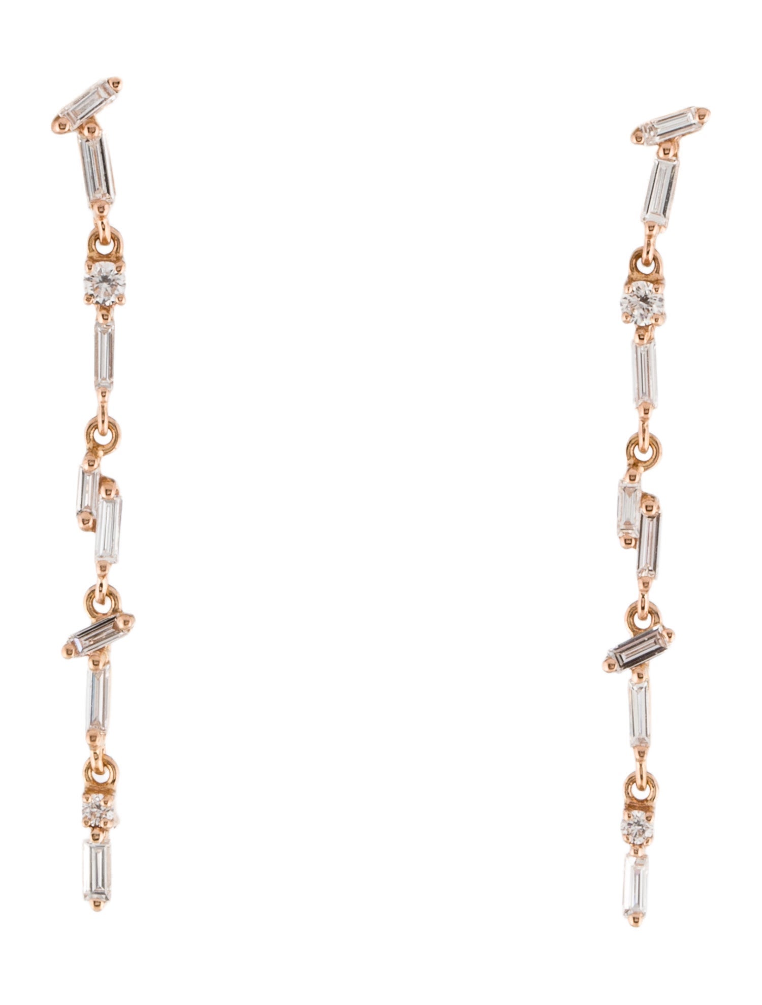 Suzanne Kalan 18K Diamond Thin Flexible Drop Earrings