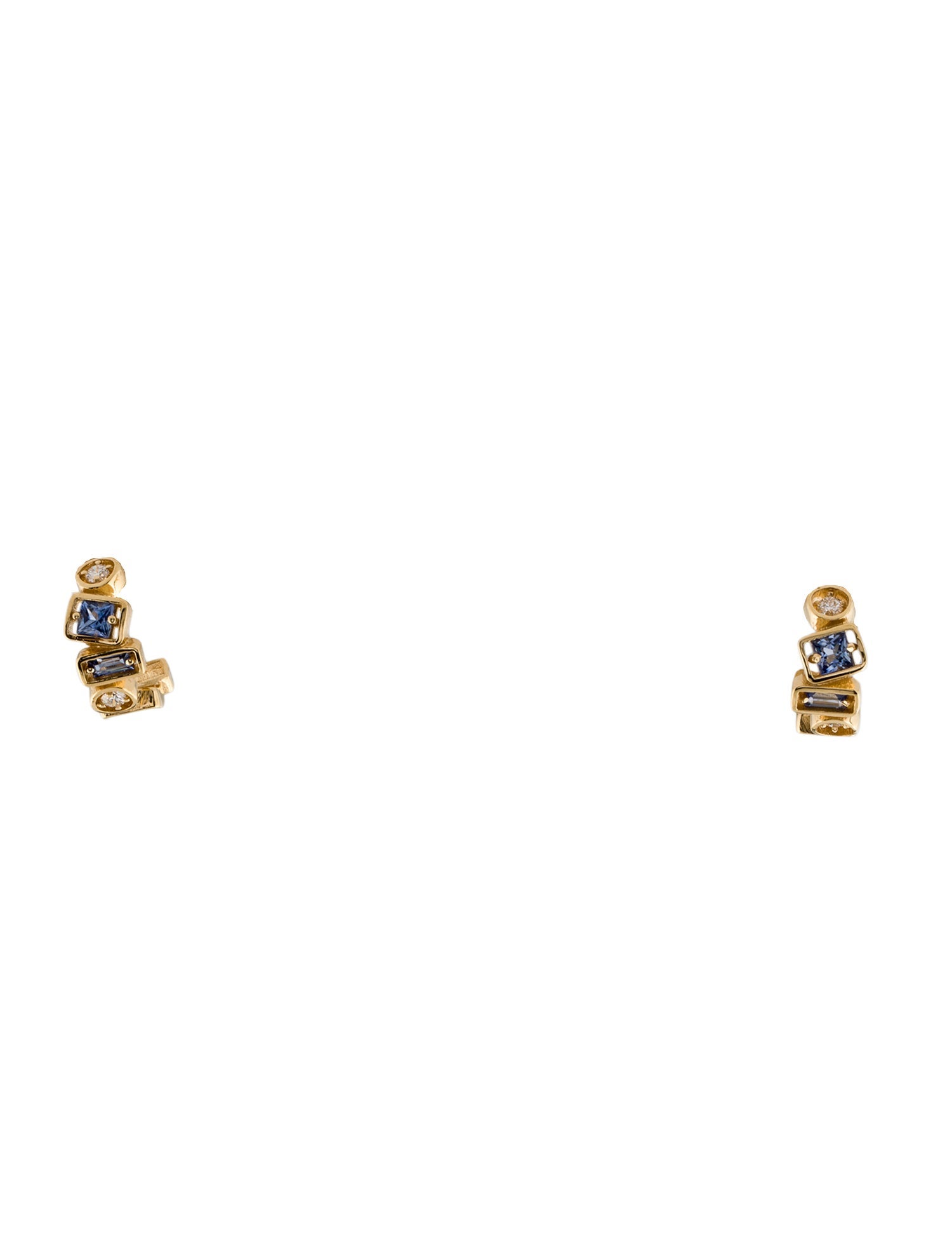 Suzanne Kalan 18K Sapphire & Diamond Inlay Huggie Earrings
