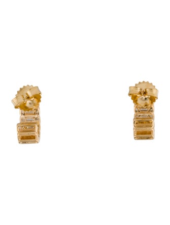 Suzanne Kalan 18K Diamond Inlay Horizontal Mini Hoops Earrings