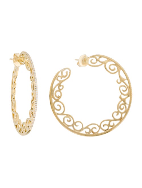 Suzanne Kalan 18K Diamond Filigree Sides Hoop