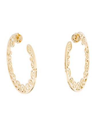 Suzanne Kalan 18K Diamond Filigree Sides Hoop