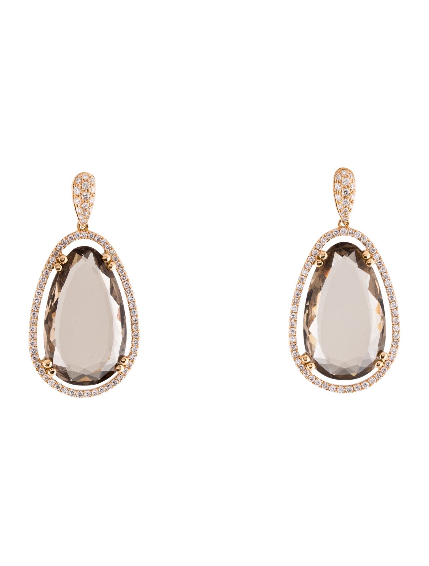 Suzanne Kalan 18K Smoky Quartz & Diamond Drop Earrings
