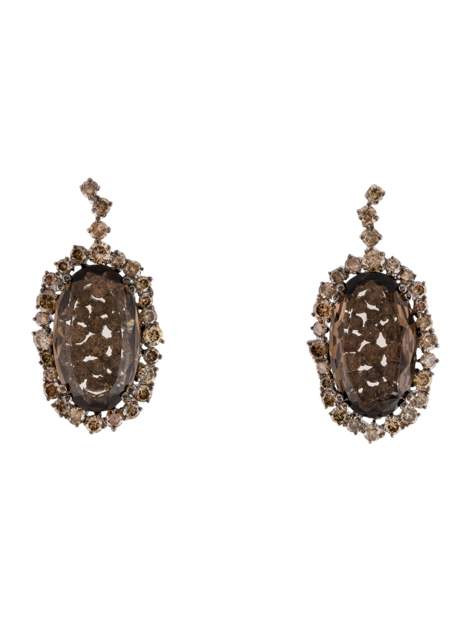 Suzanne Kalan 18K Smoky Quartz & Diamond Vitrine Drop Earrings