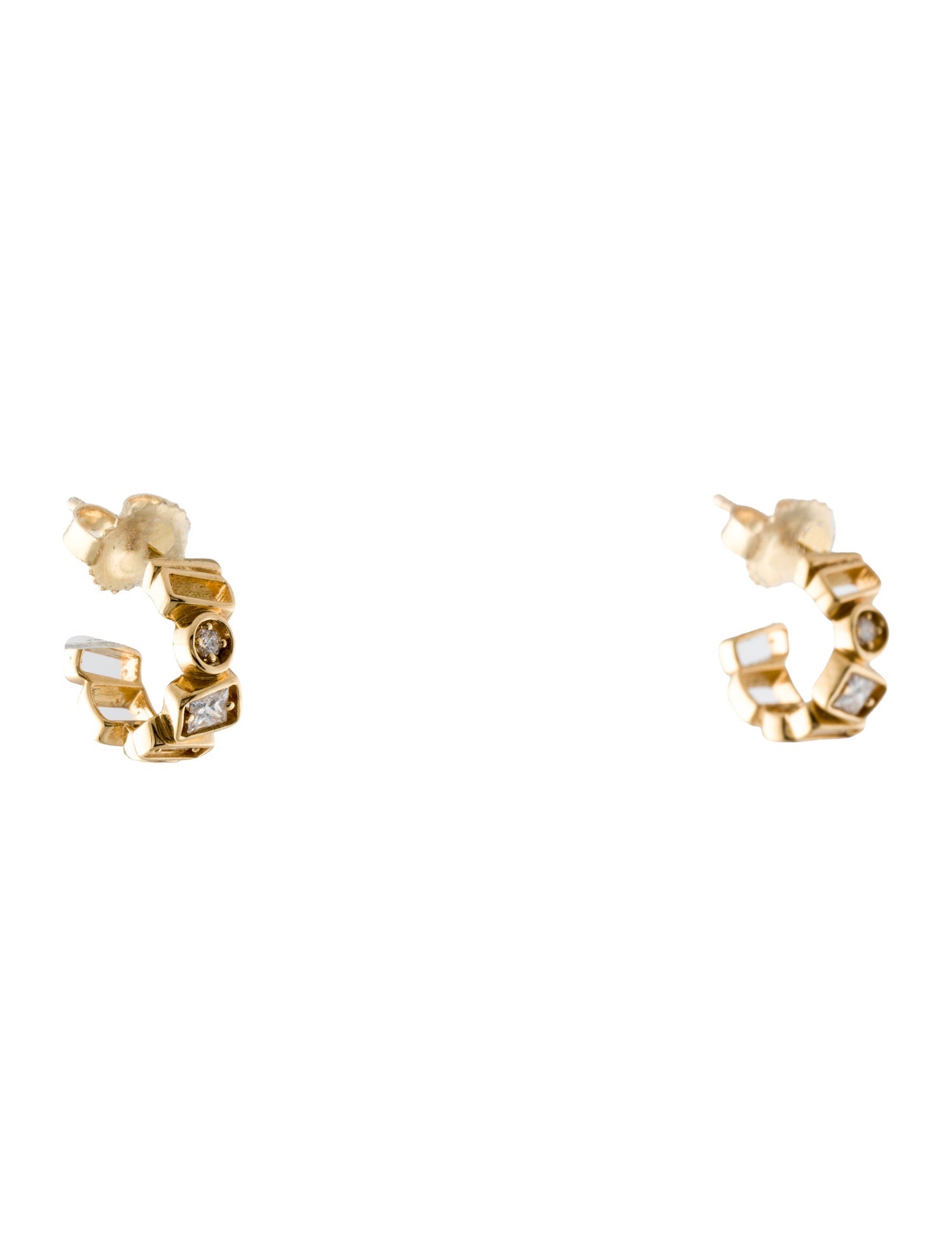 Suzanne Kalan 18K Diamond Inlay Huggie Earrings