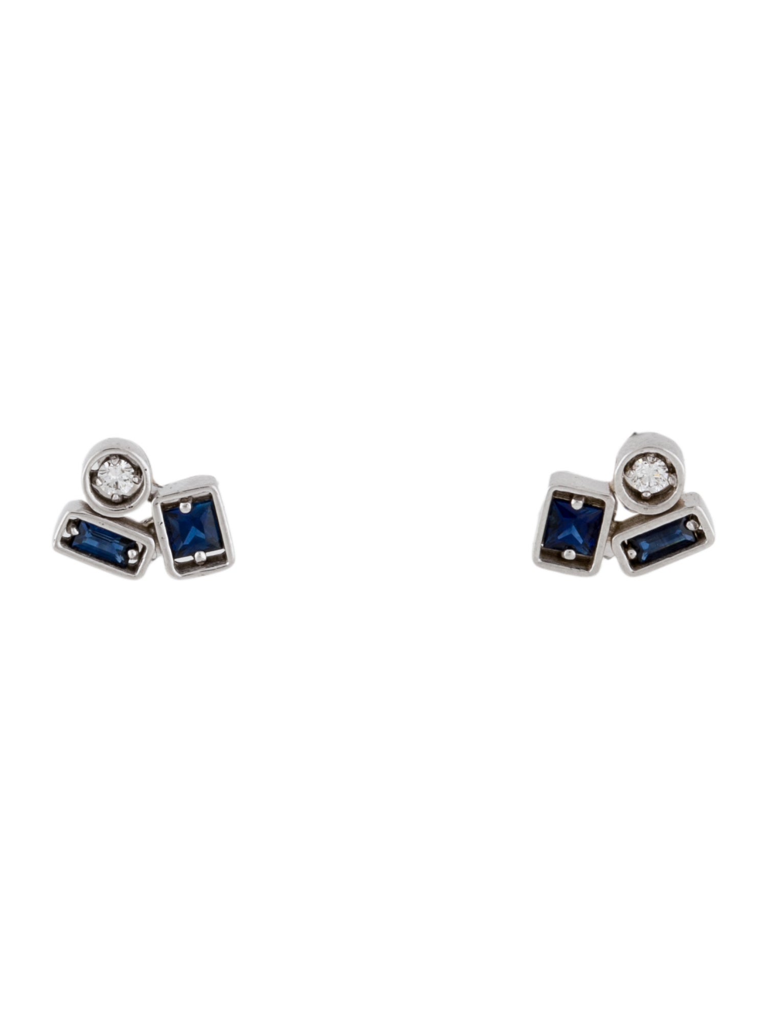 Suzanne Kalan 18K Sapphire & Diamond Inlay Mini Studs