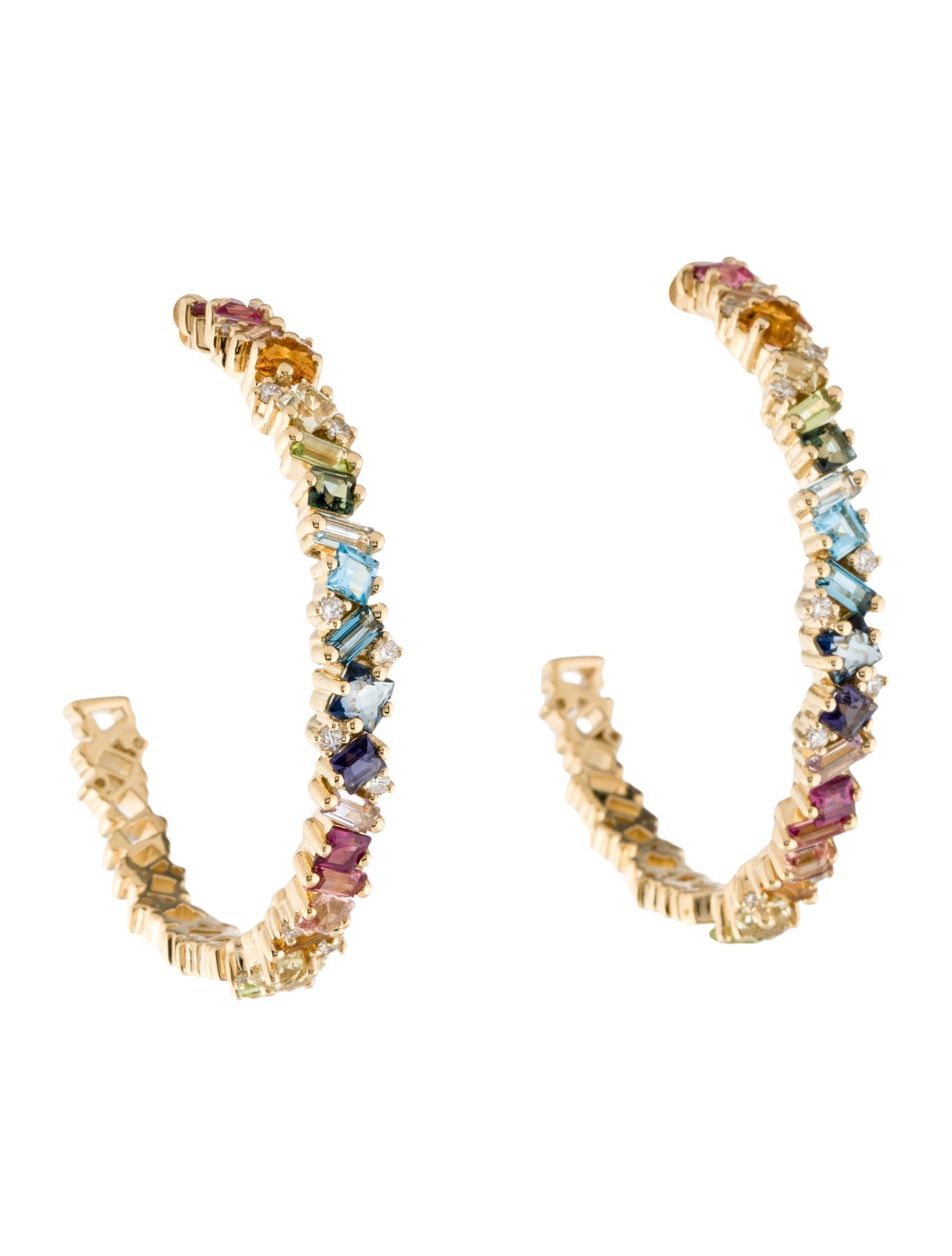 Suzanne Kalan 14K Multistone Nadima Rainbow Milli Hoop Earrings