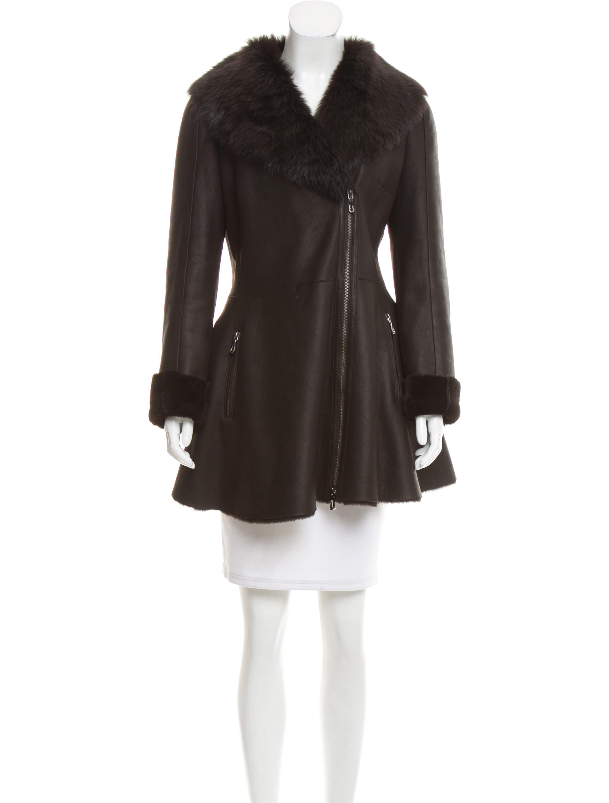 Saks Fifth Avenue Shearling Coat Black Coats, Clothing SKS20165