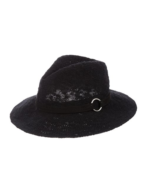 Saks Fifth Avenue Woven Fedora Hat Black