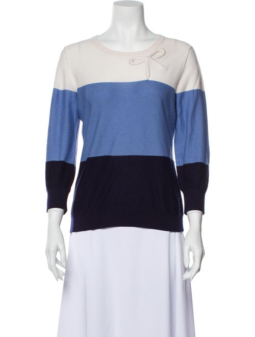 Saks Fifth Avenue Silk Striped Sweater Blue