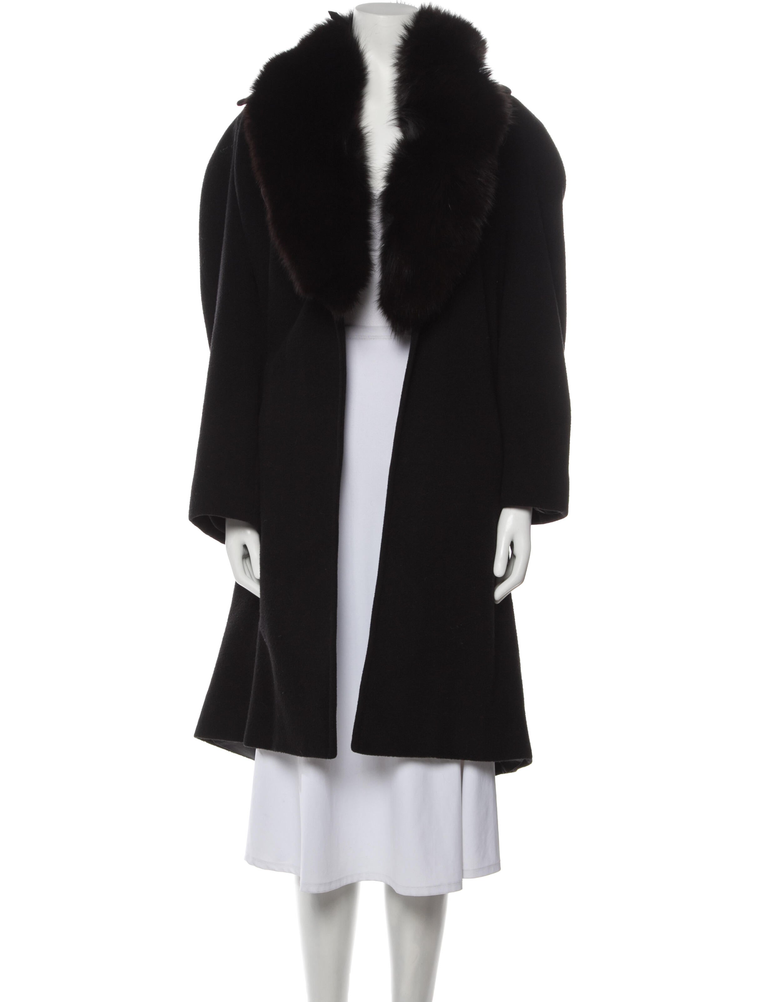 Saks Fifth Avenue Faux Fur Coat Black Coats, Clothing SKS33301