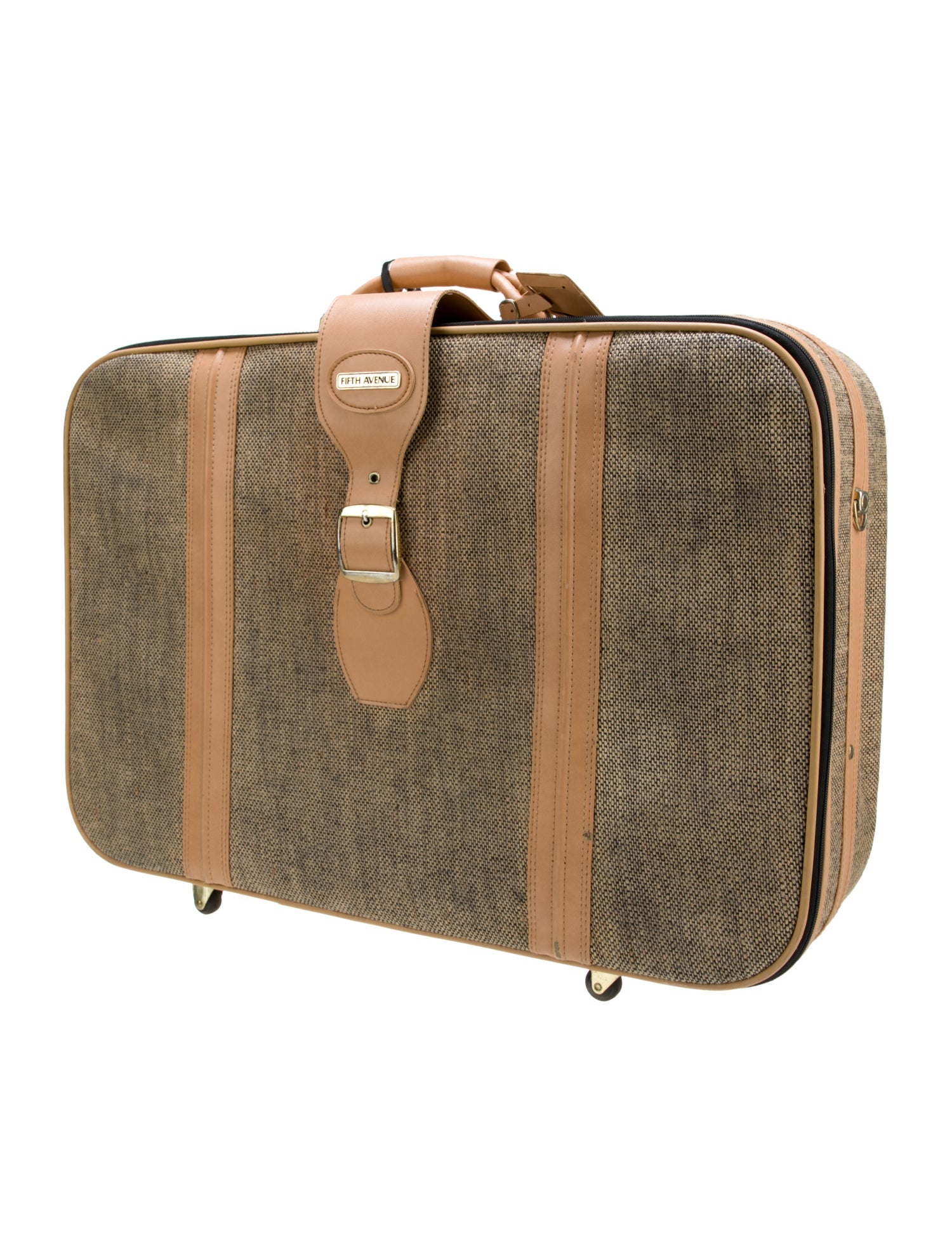Saks Fifth Avenue Casual Canvas Leather Trimmed Wheeled Suitcase