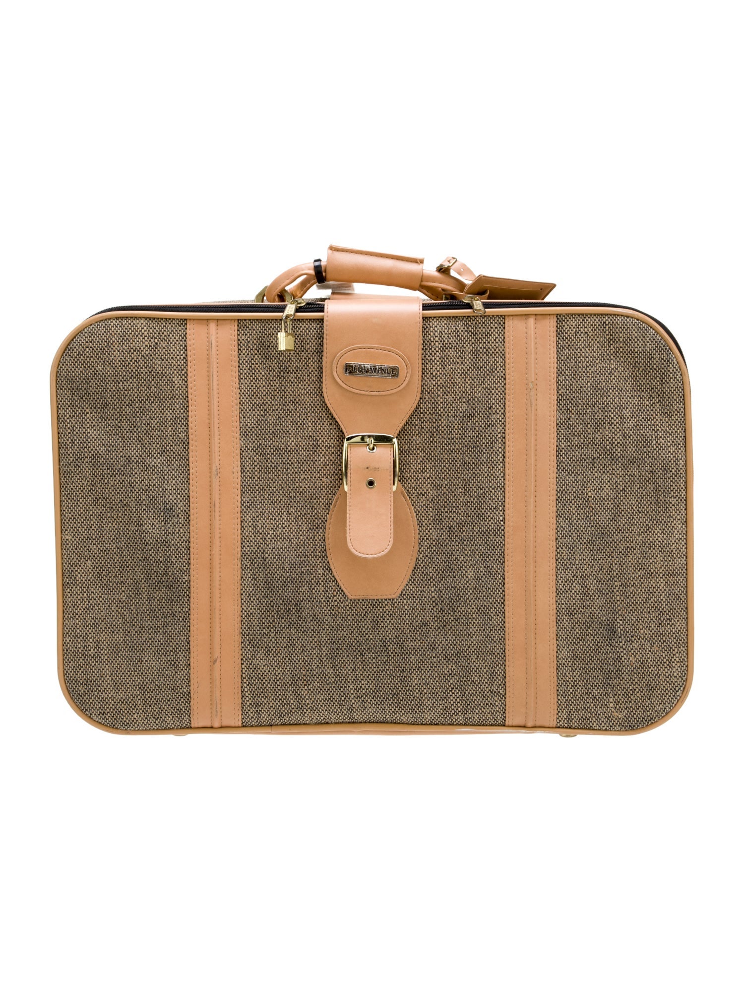 Saks Fifth Avenue Casual Canvas Leather Trimmed Wheeled Suitcase