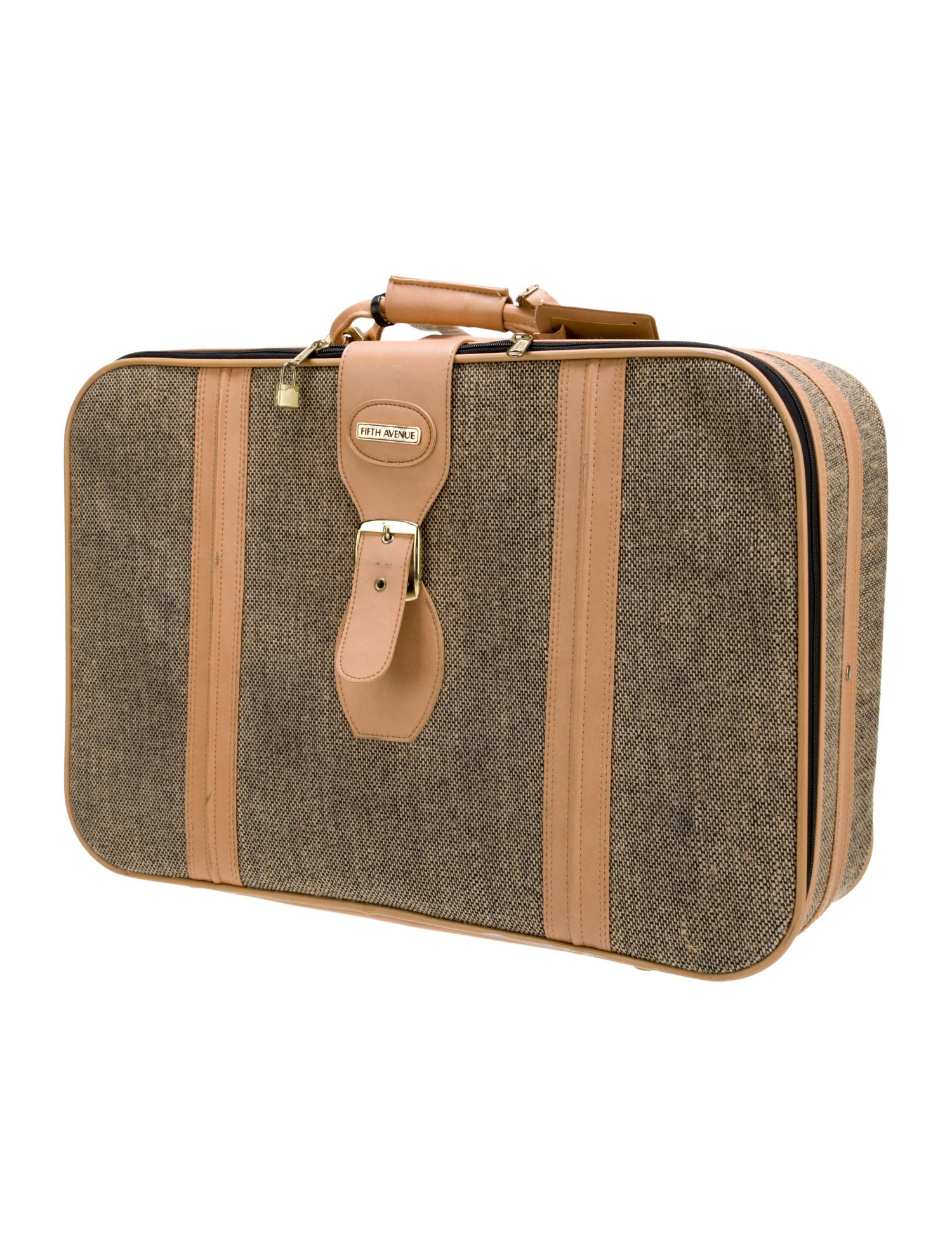 Saks Fifth Avenue Casual Canvas Leather Trimmed Wheeled Suitcase