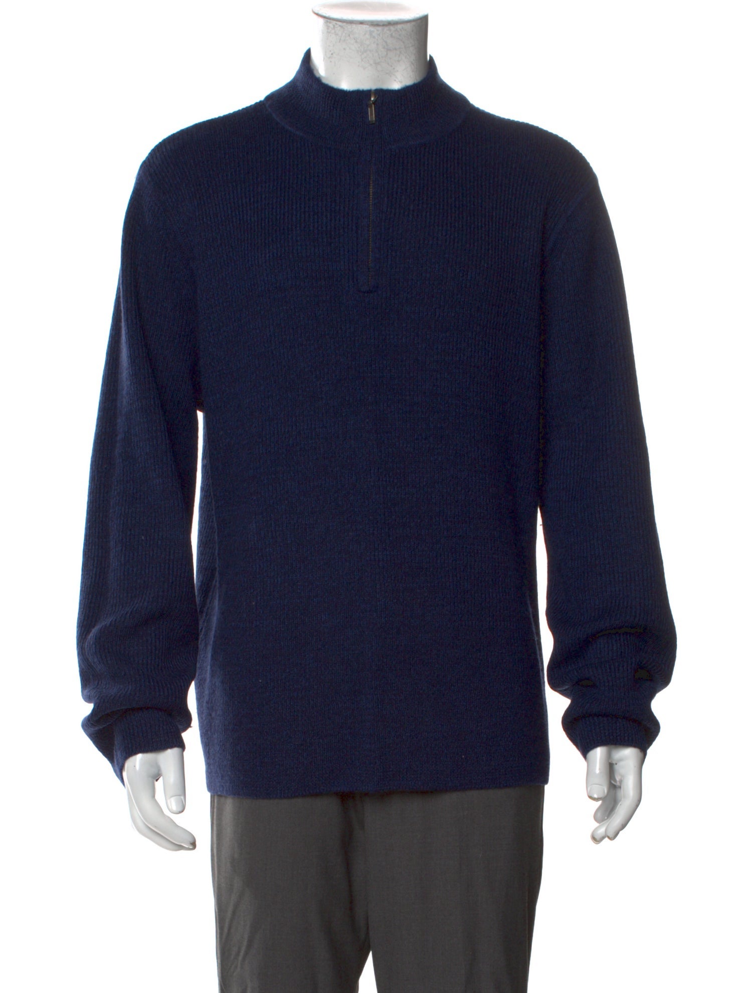 Saks Fifth Avenue Merino Wool Mock Neck Polo Sweater - Blue Sweaters ...