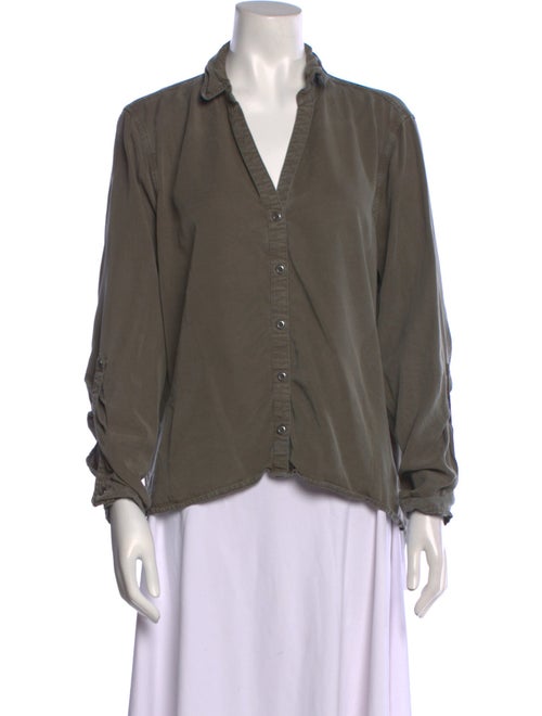 Saks Fifth Avenue V-Neck Long Sleeve Button-Up Top