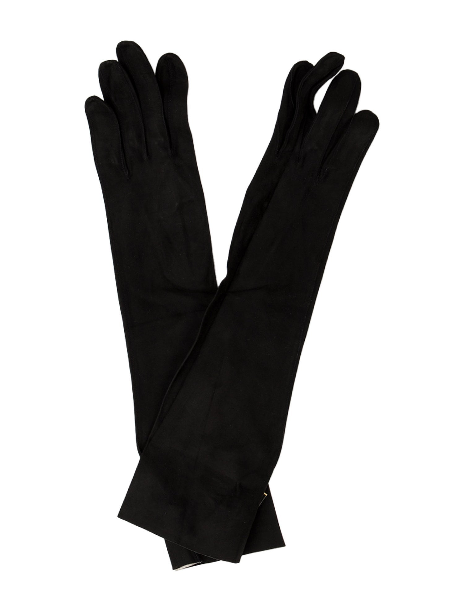 Saks Fifth Avenue Black Suede Gloves.