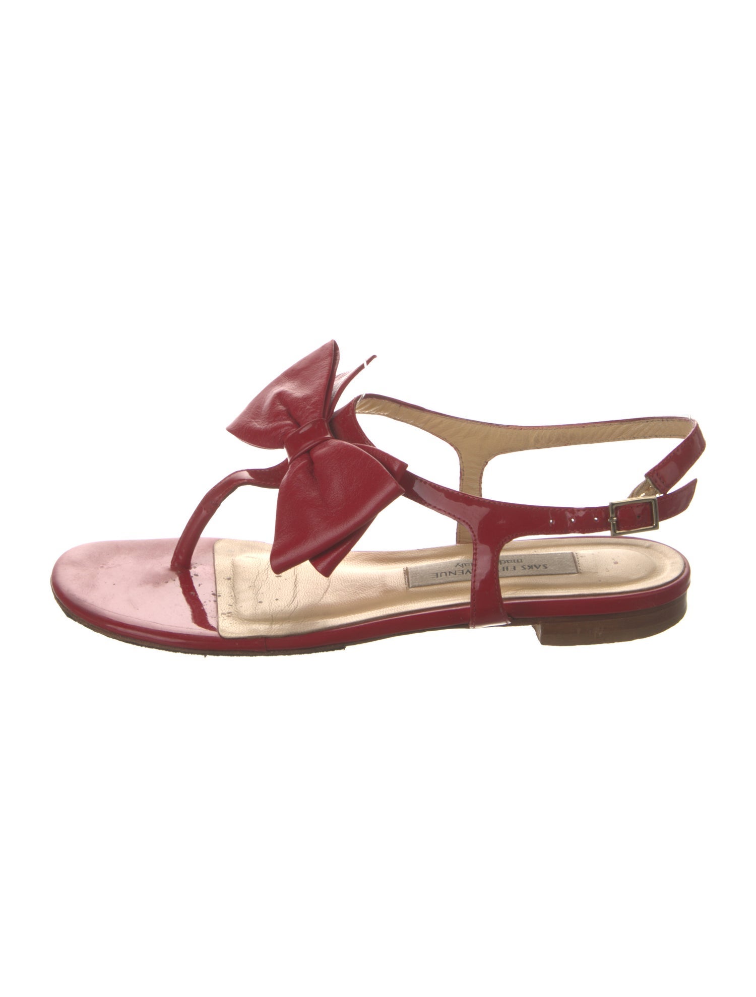 Saks Fifth Avenue Patent Leather T-Strap Sandals