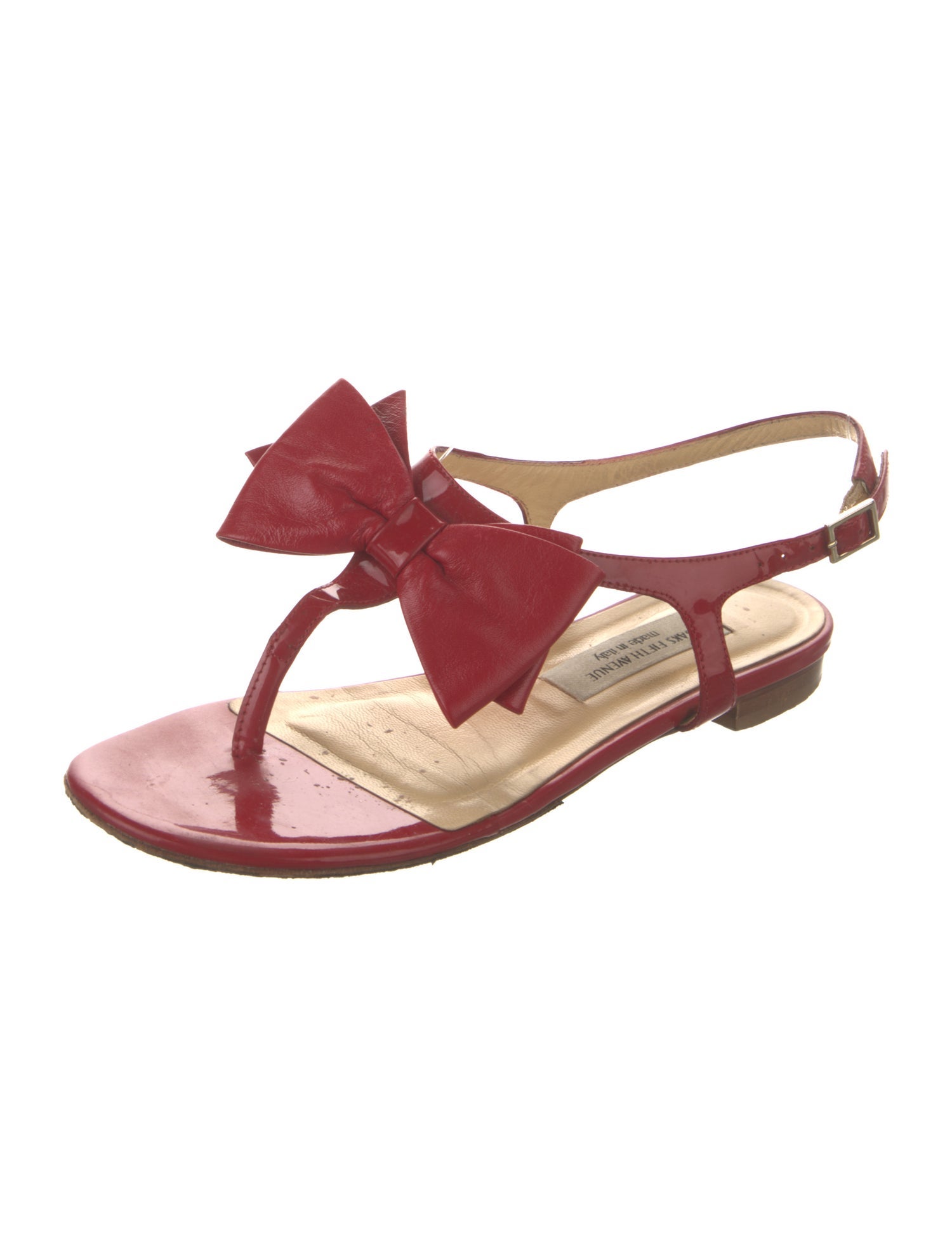 Saks Fifth Avenue Patent Leather T-Strap Sandals