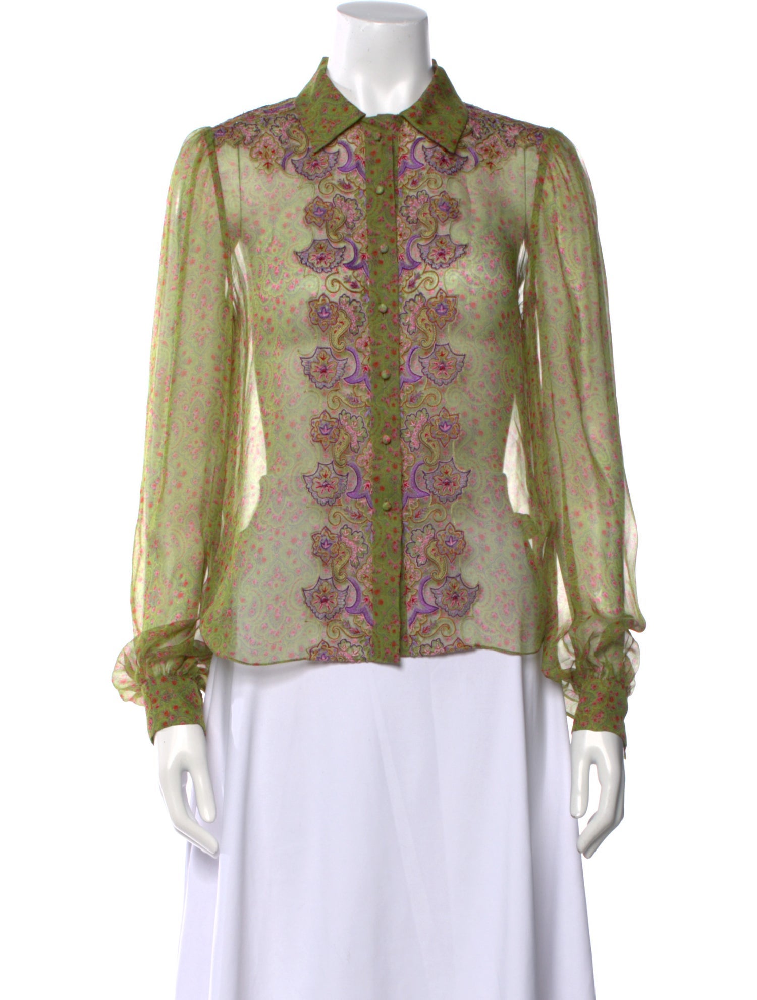 Saks Fifth Avenue Silk Paisley Print Button-Up Top