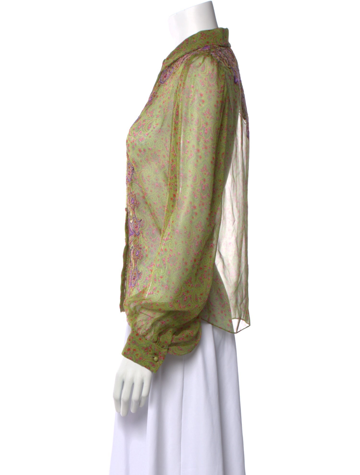 Saks Fifth Avenue Silk Paisley Print Button-Up Top