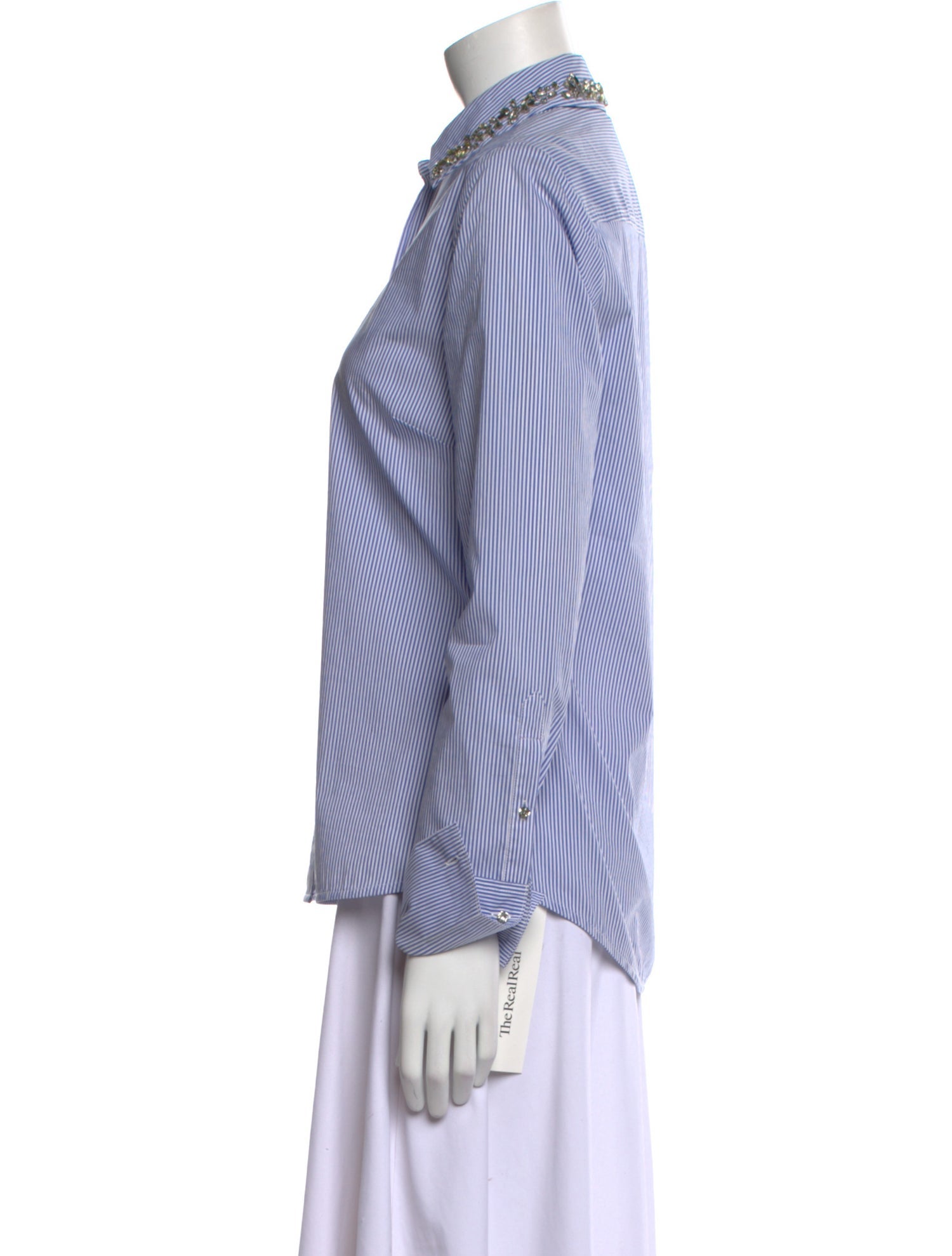 Saks Fifth Avenue Striped Long Sleeve Button-Up Top