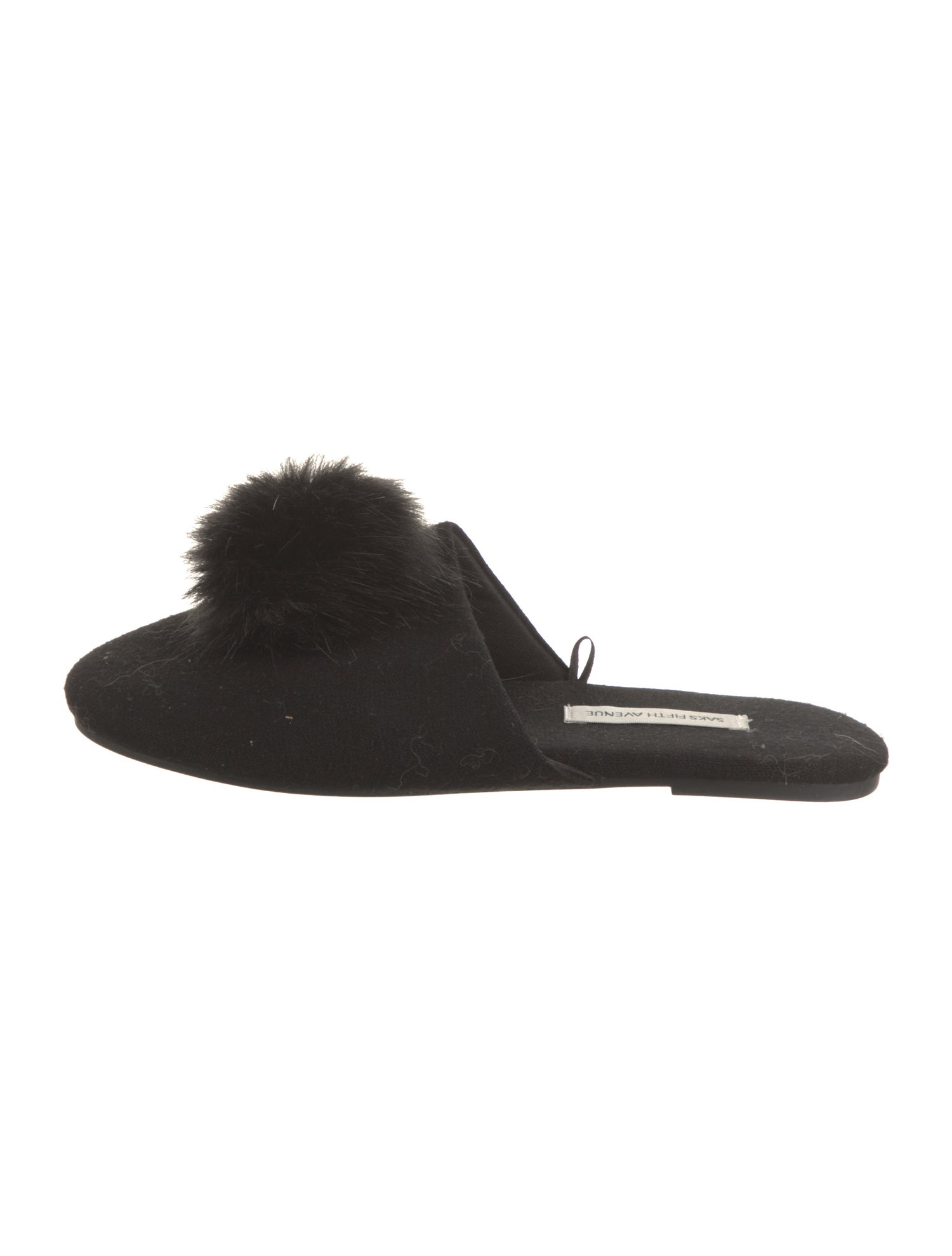 Saks Fifth Avenue Cashmere Faux Fur Trim Mules