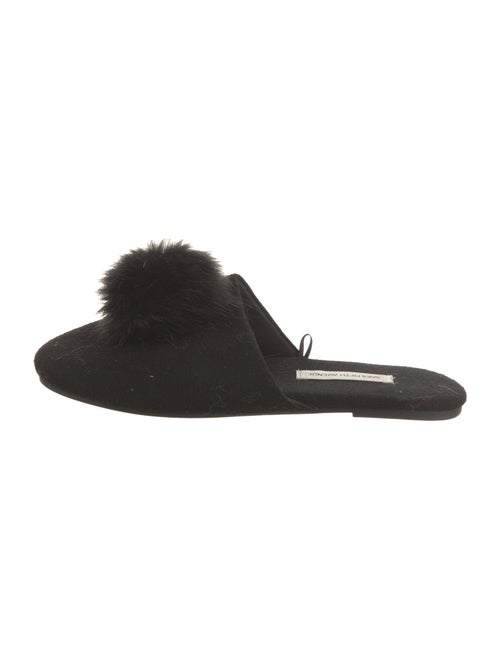 Saks Fifth Avenue Cashmere Faux Fur Trim Mules
