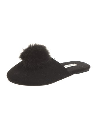 Saks Fifth Avenue Cashmere Faux Fur Trim Mules