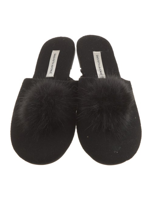 Saks Fifth Avenue Cashmere Faux Fur Trim Mules