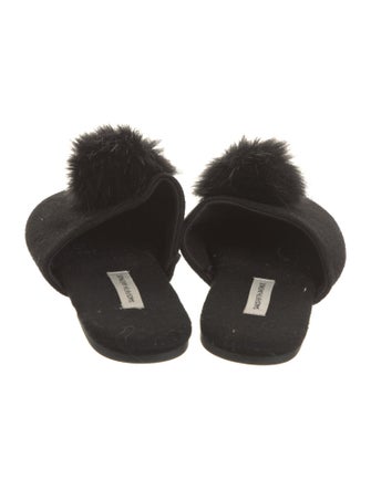 Saks Fifth Avenue Cashmere Faux Fur Trim Mules