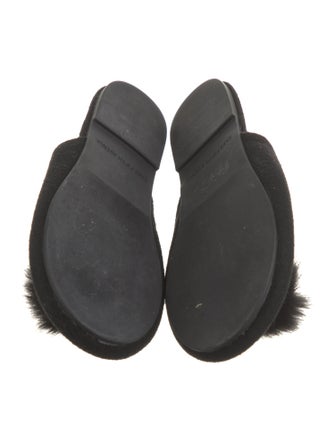 Saks Fifth Avenue Cashmere Faux Fur Trim Mules