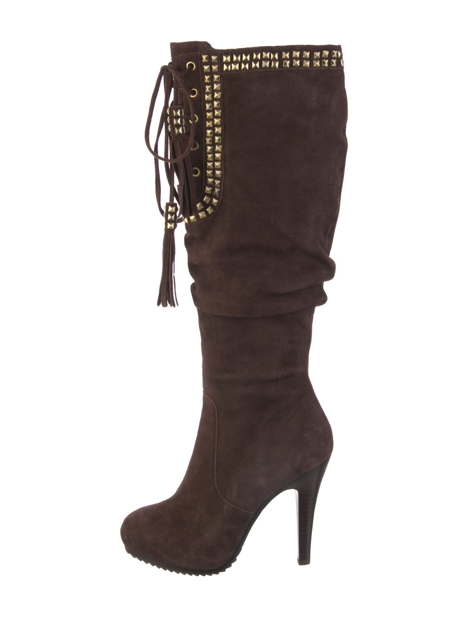 Saks Fifth Avenue Suede Studded Accents Lace-Up Boots