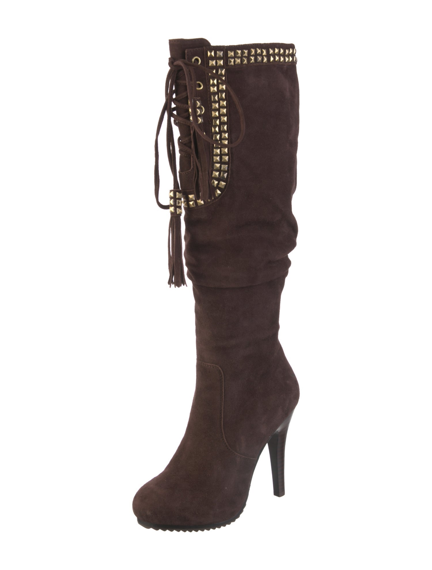 Saks Fifth Avenue Suede Studded Accents Lace-Up Boots