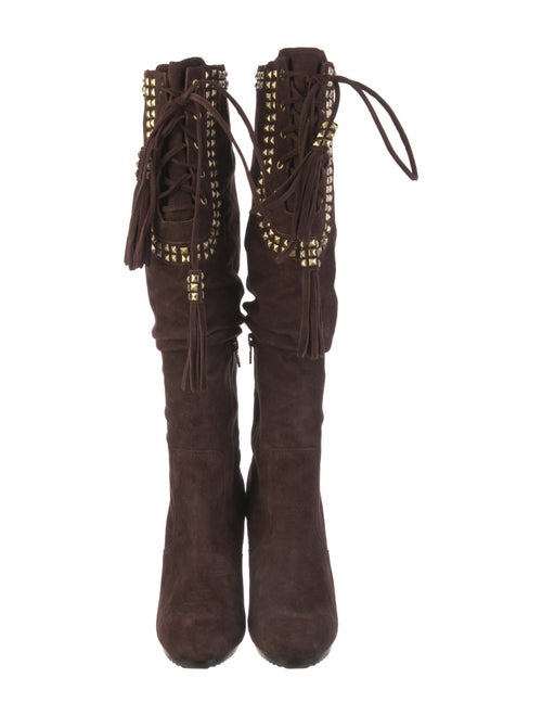 Saks Fifth Avenue Suede Studded Accents Lace-Up Boots
