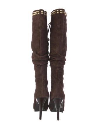 Saks Fifth Avenue Suede Studded Accents Lace-Up Boots