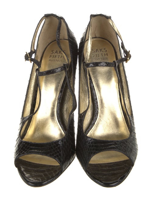 Saks Fifth Avenue Python T-Strap Pumps