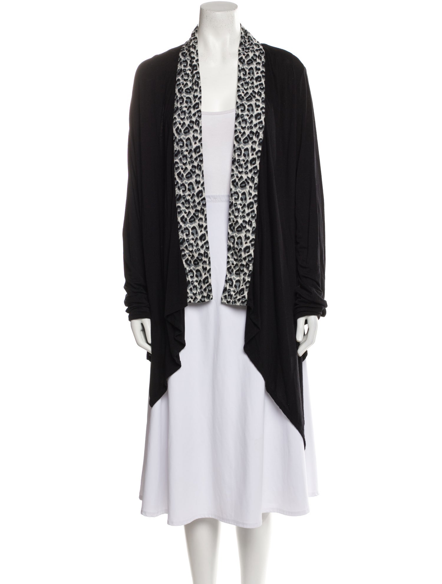 Saks Fifth Avenue Animal Print Open Front Cardigan