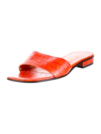 Saks Fifth Avenue Leather Printed Slides