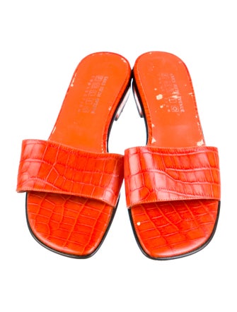 Saks Fifth Avenue Leather Printed Slides