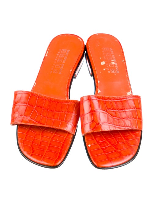 Saks Fifth Avenue Leather Printed Slides