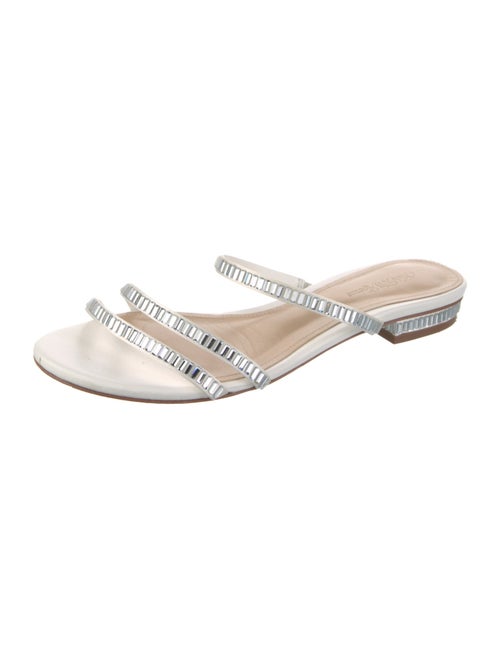 Saks Fifth Avenue Leather Crystal Embellishments Slides
