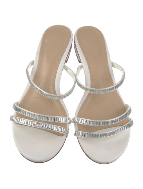 Saks Fifth Avenue Leather Crystal Embellishments Slides