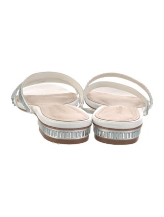 Saks Fifth Avenue Leather Crystal Embellishments Slides