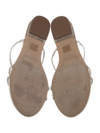 Saks Fifth Avenue Leather Crystal Embellishments Slides