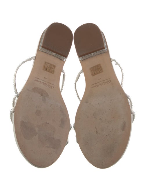 Saks Fifth Avenue Leather Crystal Embellishments Slides