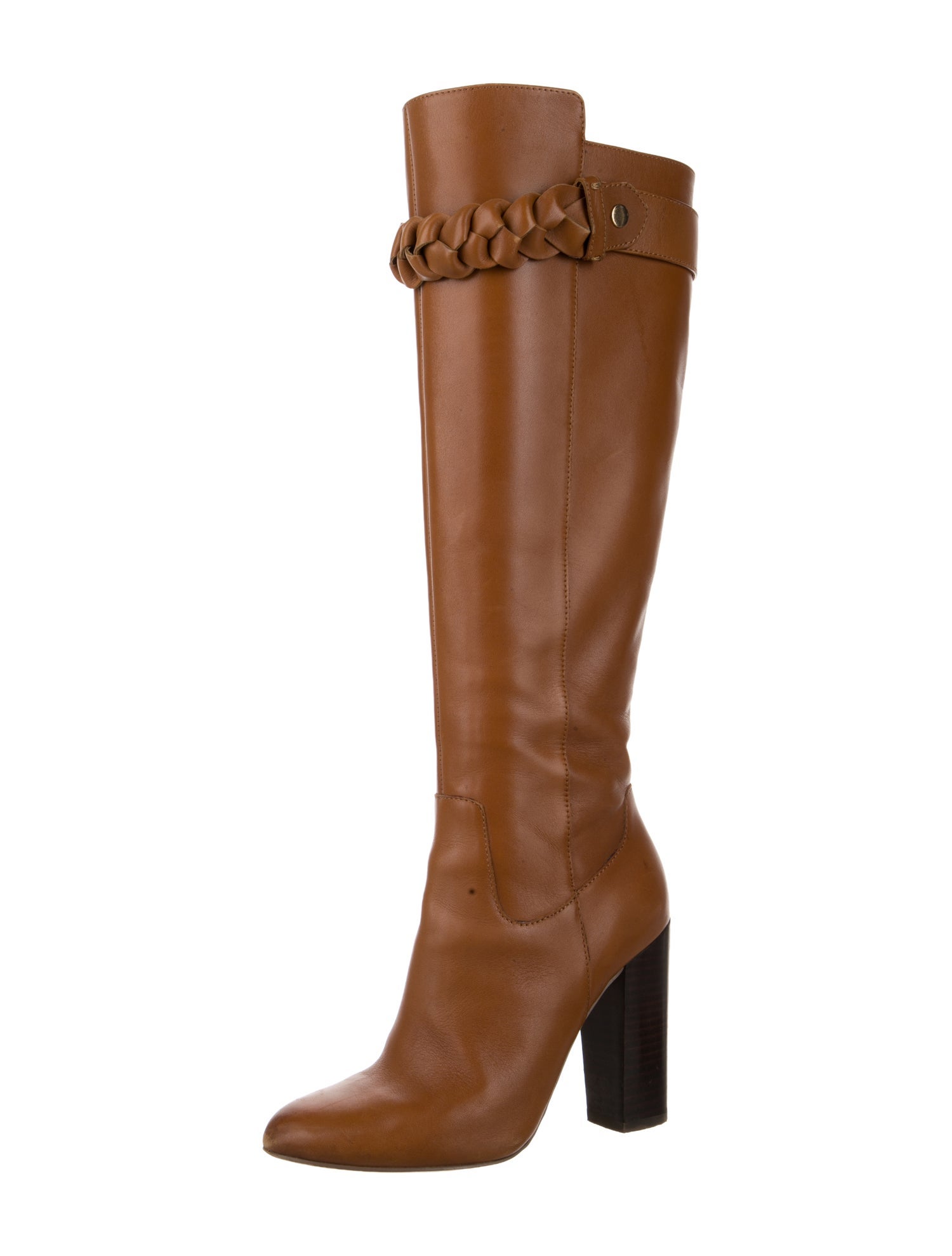 Saks Fifth Avenue Leather Braided Accents Boots
